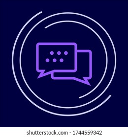 email button, messaging icon for phone application, purple envelope on a blue background in a white circle, email, 
stylish icon for the interface, 
dialog window