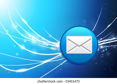 Email Button on Blue Abstract Light Background Original Illustration