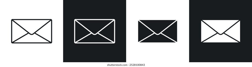 Email button vector icon set in black and white
