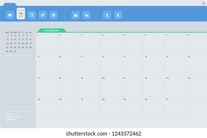 Email Calendar Application Screen, Interface.