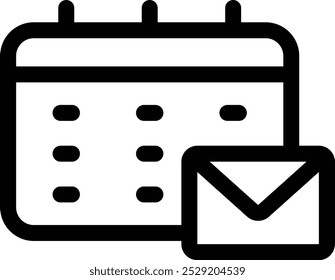 Icono de calendario de correo electrónico, calendario de mensajes, correo y fecha, hora y fecha