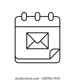 Icono de vector de contorno de correo electrónico y calendario que puede editar o modificar fácilmente

