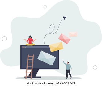 Email campaign as digital letter sending with offers .Online communication service for ads, commercials and advertisement messages.flat illustration