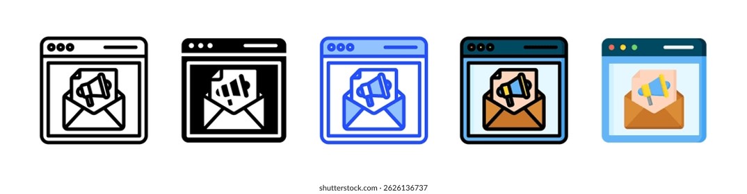 Colección de íconos de campaña de correo electrónico con varios estilos