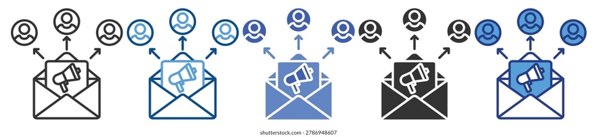 Email campaign icon set multiple style collection