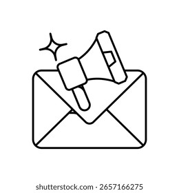 Icono de campaña de correo electrónico con fondo blanco Vector Ilustración de stock