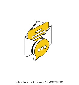 Email chat bubble. Vector 3d isometric, color web icon, new flat style. Creative illustration design, idea for infographics.