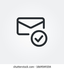 email check icon vector isolated with line style and black color, pixel perfect symbol illustration