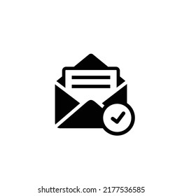 Email check mark icon. Message check mark icon