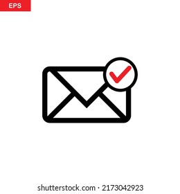 icono de la lista de comprobación de correo electrónico. Servicio de sobres de correo. Mensaje de contacto que envía una carta plana sobre fondo blanco