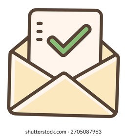 Email checkmark bandeja de entrada Ilustración vectorial de color plano diseño de Plantilla