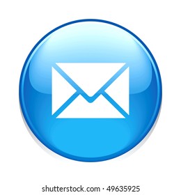 e-mail circle blue button icon isolated on white