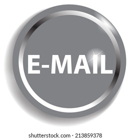 Email circular icon silver on white background