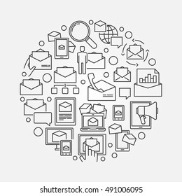 E-mail circular outline symbol. Vector email digital marketing sign in outline style, Business Concept