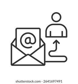 Email client, icon in line design. Email client, inbox, emails app, mail software, message interface, emails notification, compose email on white background vector. Email client, editable stroke icon