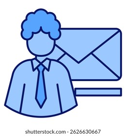 Icono de cliente de correo electrónico representado por el símbolo de cliente de correo electrónico Estilo azul.