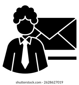 Icono de cliente de correo electrónico representado por el símbolo de cliente de correo electrónico Estilo relleno negro.