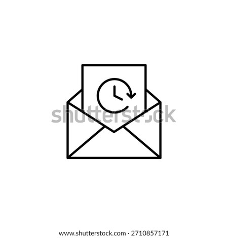 E-mail and clock. Scheduled timed response. Pixel perfect, editable stroke vector icon