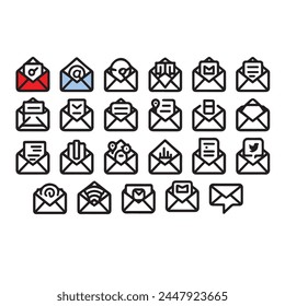 Email closed outlined back symbol icon 23 in EPS format
