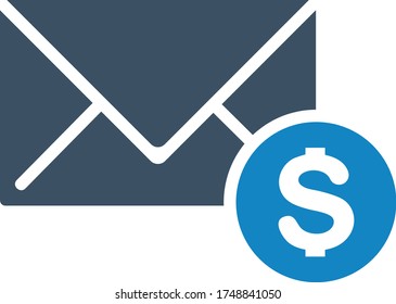 Icono de moneda de correo electrónico (ilustración vectorial)