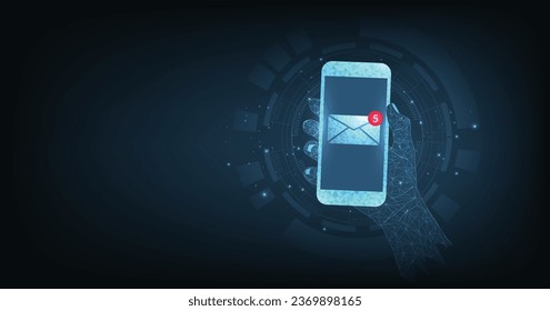 E-Mail-Kommunikationskonzept. E-Mail-Briefumschlag Symbol auf dunkelblauem Hintergrund. E-Mail-Übertragungskonzept.
