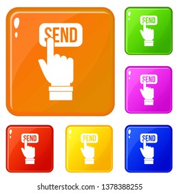 Email communication concept icons set collection vector 6 color isolated on white background