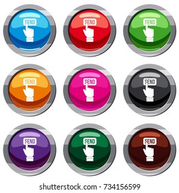 Email communication concept set icon isolated on white. 9 icon collection vector illustration