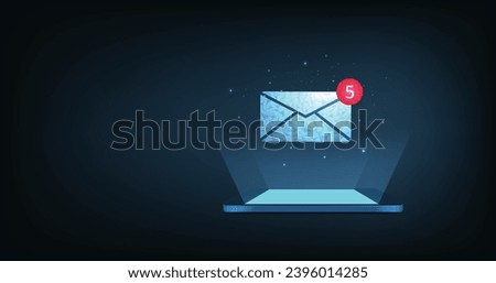 Email communication and digital marketing concept. email envelope icon on a dark blue background. transmission email concept.