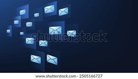 Email communication and digital marketing concept. email envelope icon on a dark blue background. transmission email concept.	