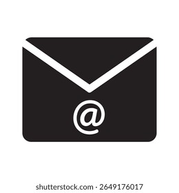Email communication icon representing digital message correspondence and online marketing newsletter promotion for business and personal contact vector solid glyph icon
