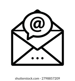 Email communication icon with at symbol in speech bubble envelope communicatio