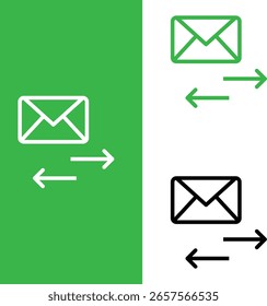 Iconos de comunicación por correo electrónico, enviar y recibir símbolos de correo