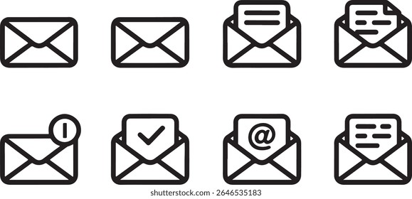 Email Communication Icons A Simple Yet Comprehensive Set for Modern Digital Correspondence Needs and Email Management Systems and Mobile Apps