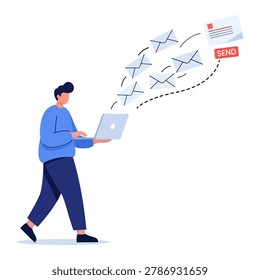Email communication illustration featuring online messaging digital marketing and internet connection concept for business and technology design projects
