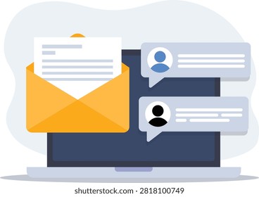 Email communication and messaging vector illustration.