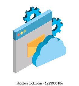 Email and communication technology isometric concept