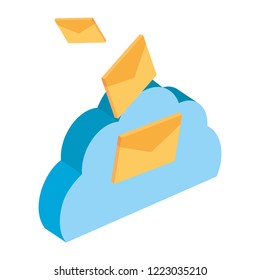 Email and communication technology isometric concept