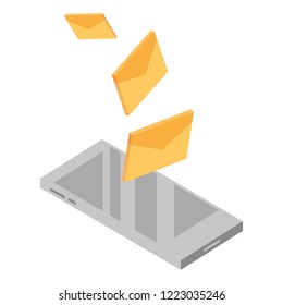 Email and communication technology isometric concept