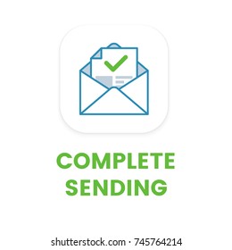 Email complete sending flat icon. Vector email symbol