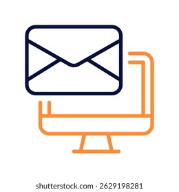 Email Computer Vector for Digital Paperwork and Messaging. Online mail on desktop screen, digital communication and business tool. Line Duo Tone Icon