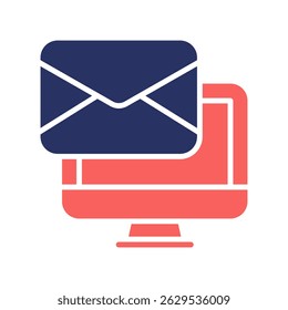 Email Computer Vector for Digital Paperwork and Messaging. Online mail on desktop screen, digital communication and business tool. solid duo tone Icon