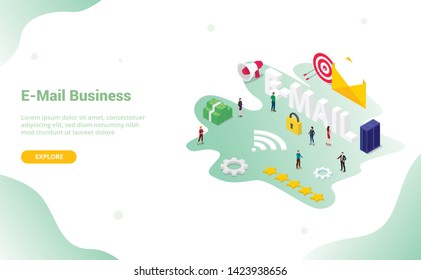 email or e-mail concept with big word and envelope for website or web design landing homepage design - vector