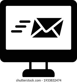 Email Concept, LED With Mail Letter Vector Glyph Icon Design, Postal Service Symbol, Physically Transporting Postcards And Parcels Sign, Courier And Shipping Services Stock Illustration