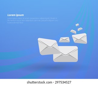 Email Concept, Mail Flying Envelope, Letter Flying
