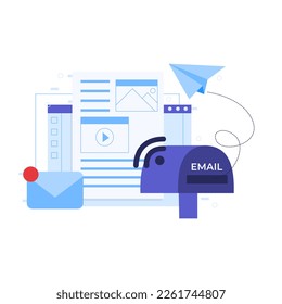 E-mail concept. Email marketing. Vector illustration in flat style