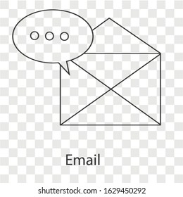 Email concept on transparency background. Creative idea design. Flat vector illustration for template, brochure, web page or presentation.