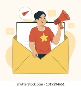 Email concept open the mailbox illustration for banner, poster, website, etc.