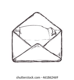 Email concept represented by envelope icon. Isolated and sketch illustration