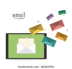 Email concept represented by envelope and smartphone icon. Colorfull and flat illustration.