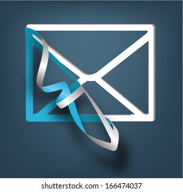 Email concept. Vector envelope on blue background.